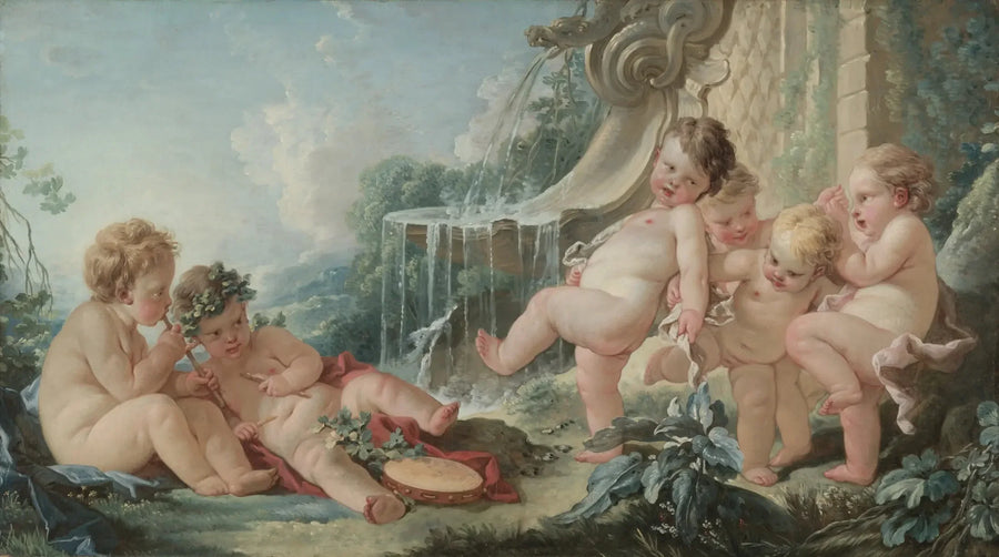 Música, danza y cupidos en conspiración - François Boucher