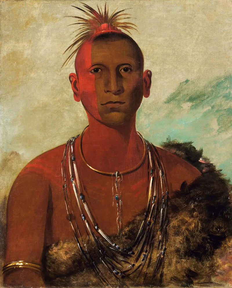 Náh-se-ús-kuk, Torbellino de trueno, hijo mayor del Halcón negro - George Catlin