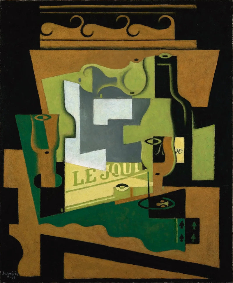 Naturaleza muerta con botella de Burdeos - Juan Gris