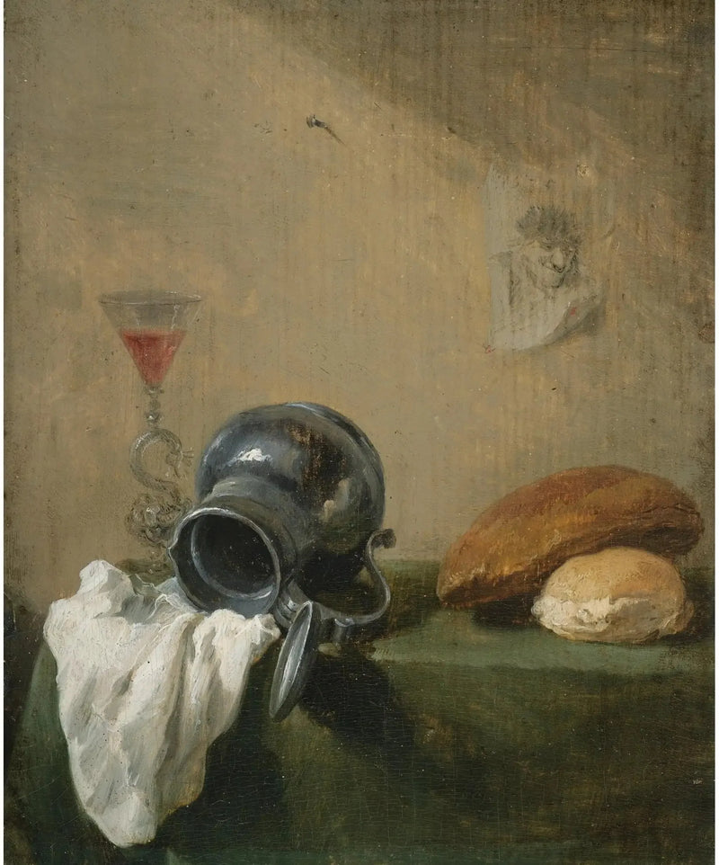 Naturaleza muerta con jarra volcada - David Teniers el Joven