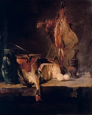 Naturaleza muerta con raya y cesta de cebollas - Jean Simeón Chardin