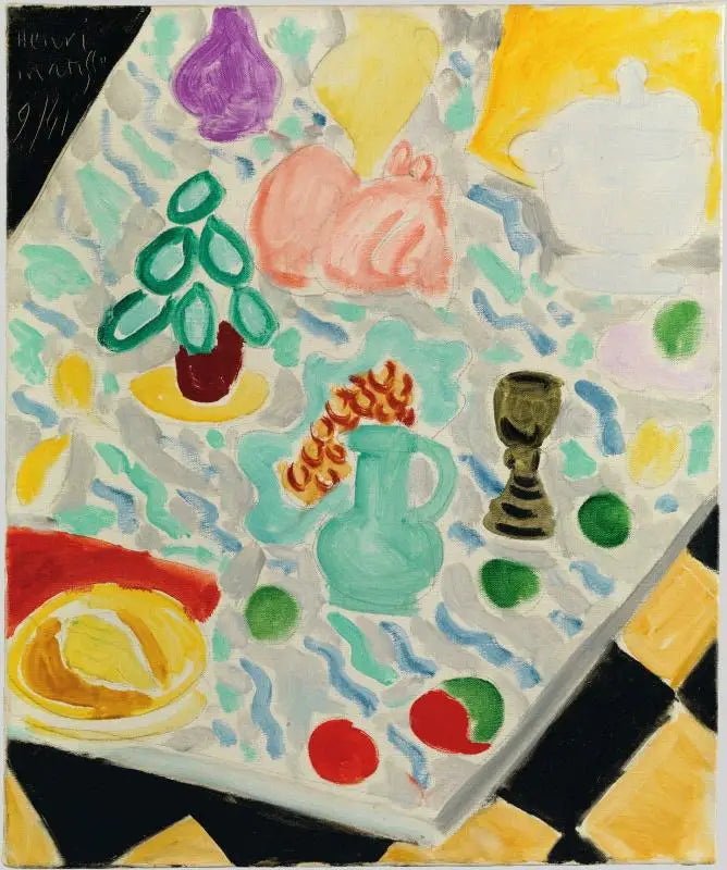 Naturaleza muerta en la mesa de mármol verde - Henri Matisse