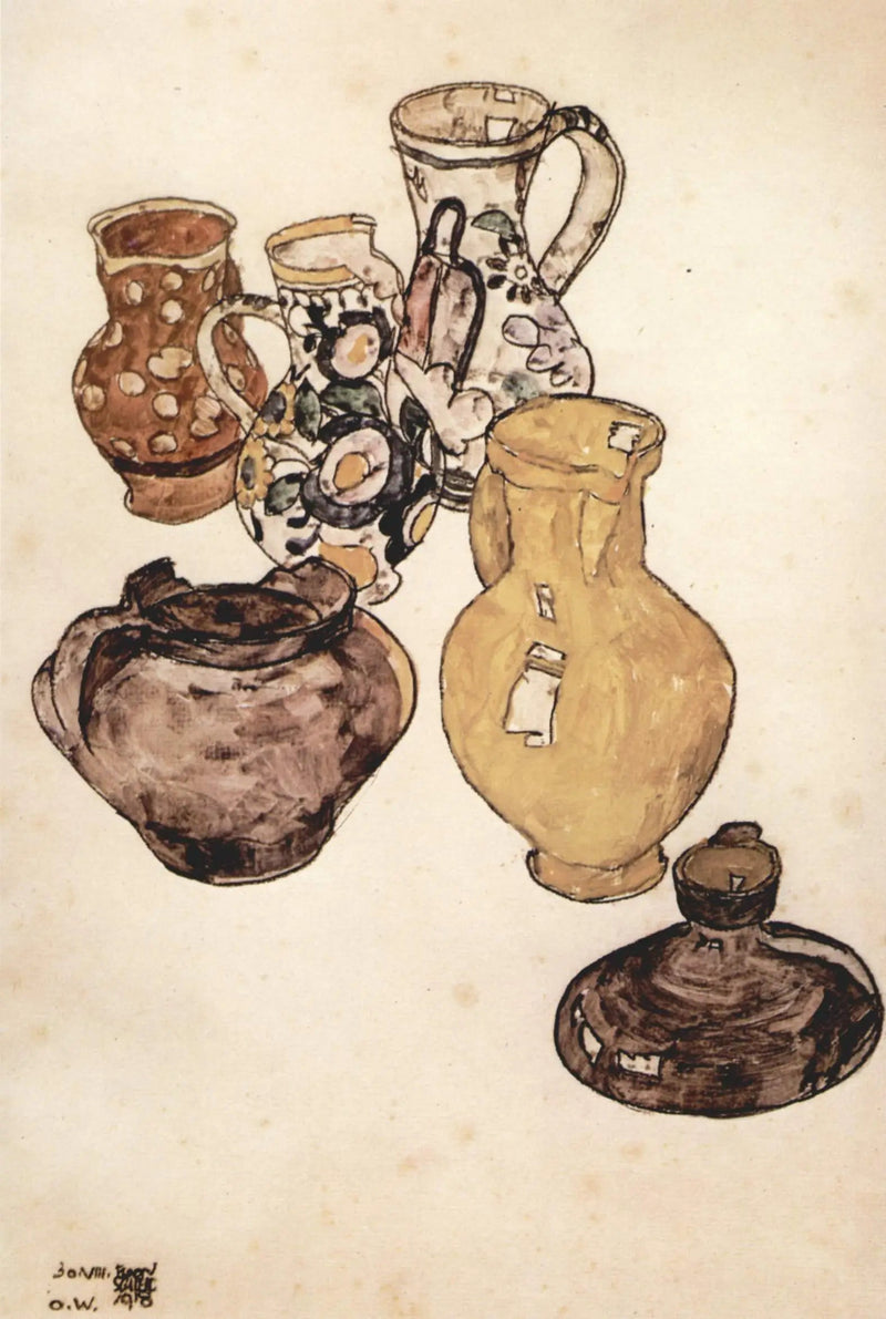 Naturaleza muerta con vajilla - Egon Schiele