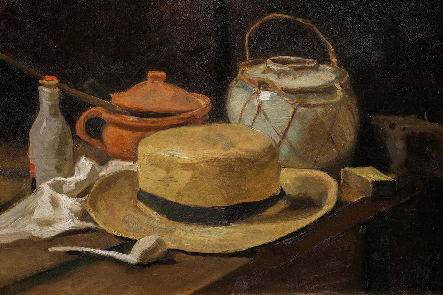 naturaleza muerta con sombrero de paja - Vincent van Gogh