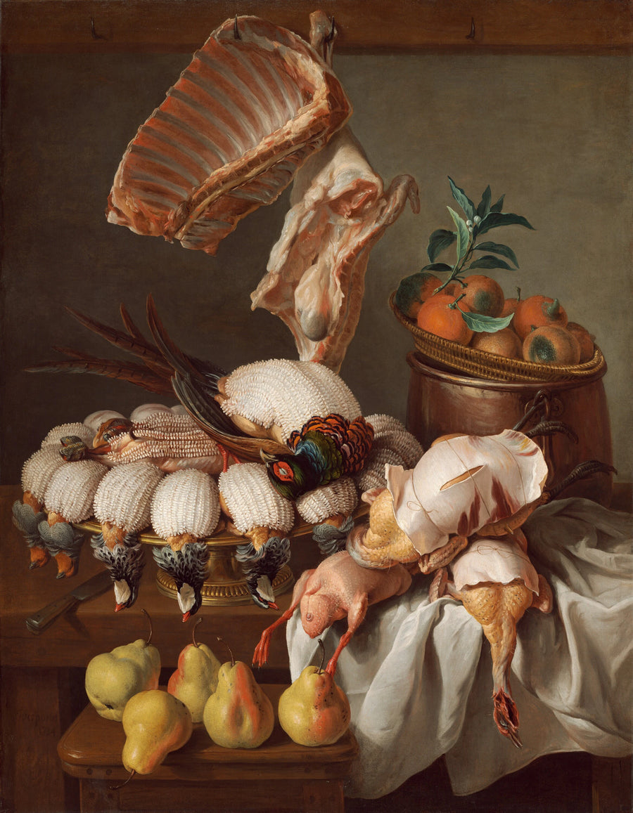 Nature morte au gibier habillé, à la viande et aux fruits - Alexandre-François Desportes