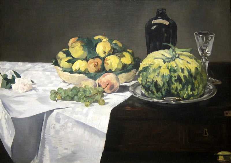 Naturaleza muerta con melón y duraznos - Édouard Manet