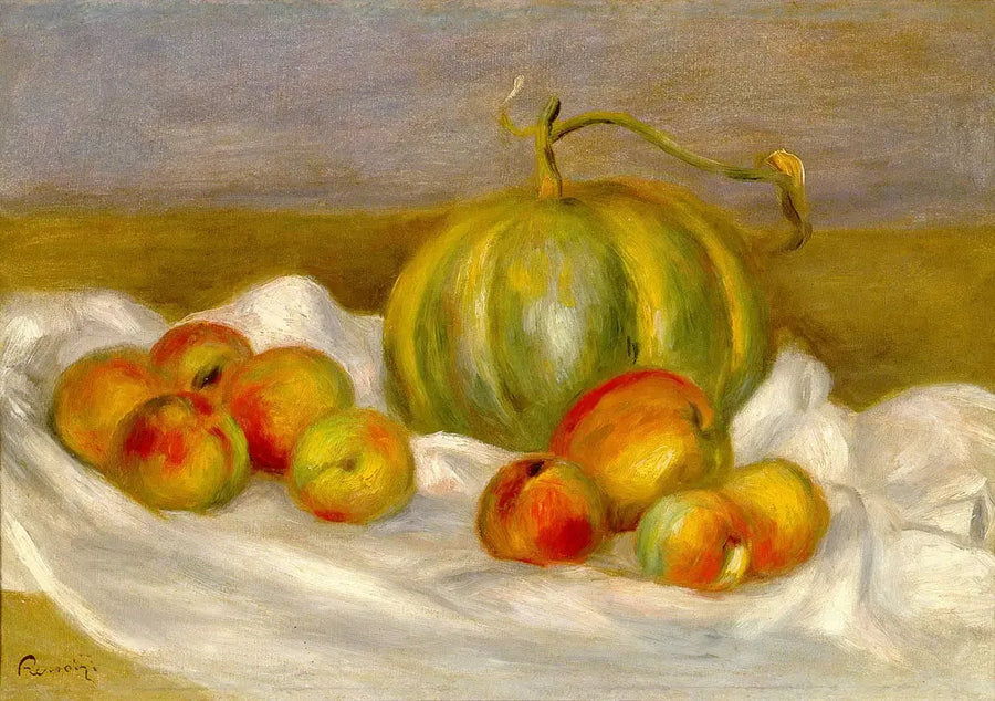 Naturaleza muerta con melón y duraznos - Pierre-Auguste Renoir