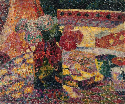 Naturaleza muerta con jarrón de flores - Robert Delaunay