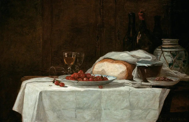 Naturaleza muerta con cerezas - Eugène Boudin