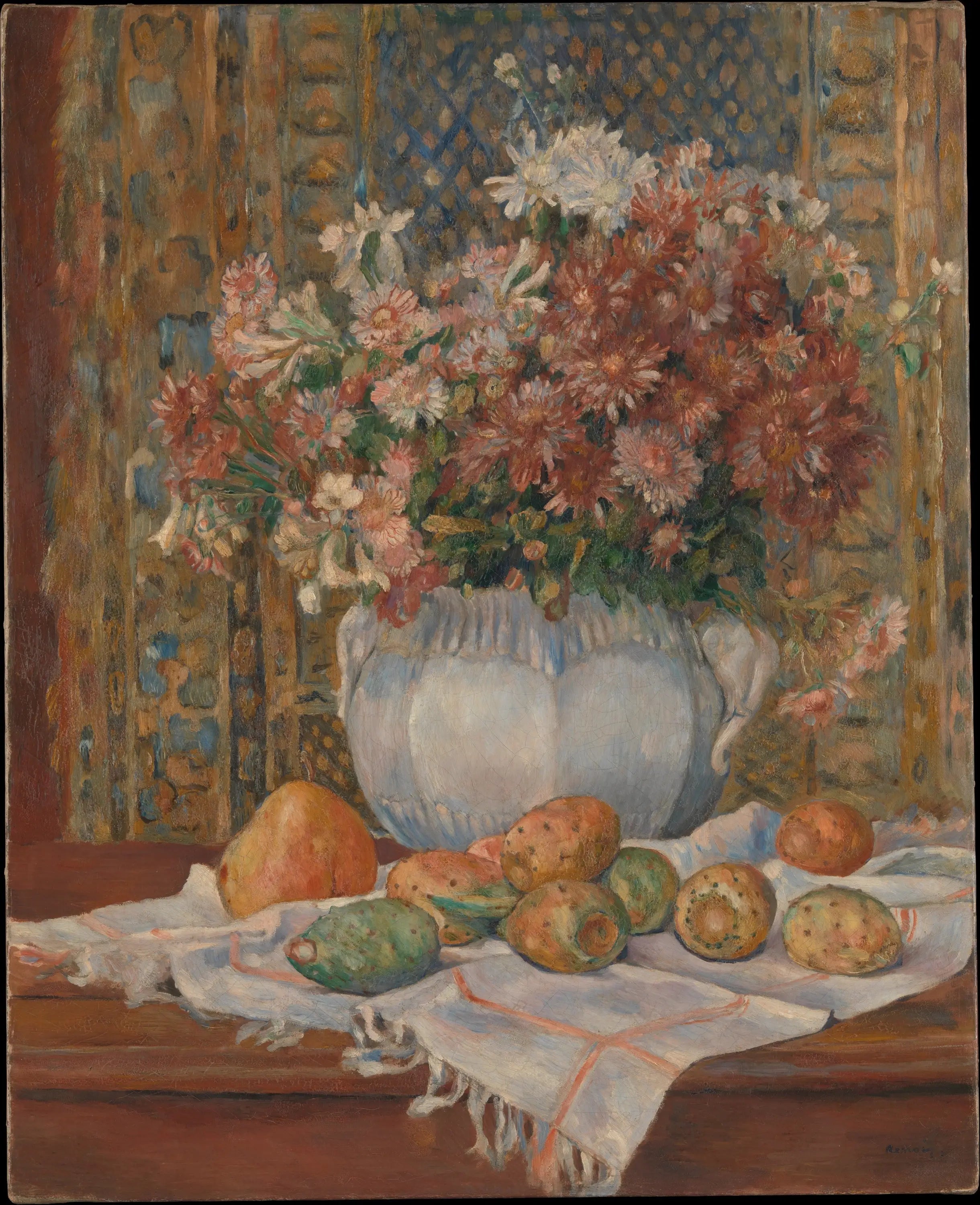 Nature morte aux fleurs et aux figues de Barbarie - Pierre-Auguste Renoir image 1 reproduction artisanale de tableau