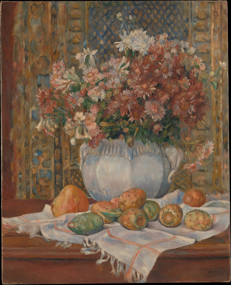 Naturaleza muerta con flores y higos de Barbarie - Pierre-Auguste Renoir