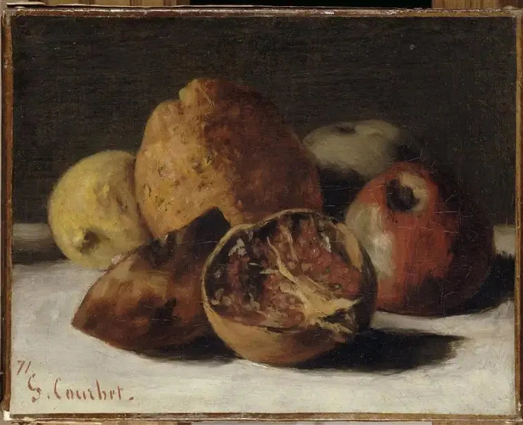 Naturaleza muerta con frutas: manzanas y granadas - Gustave Courbet