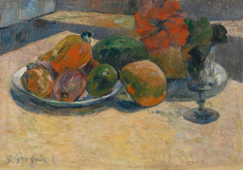 Naturaleza muerta con mangos y flor de hibisco - Paul Gauguin