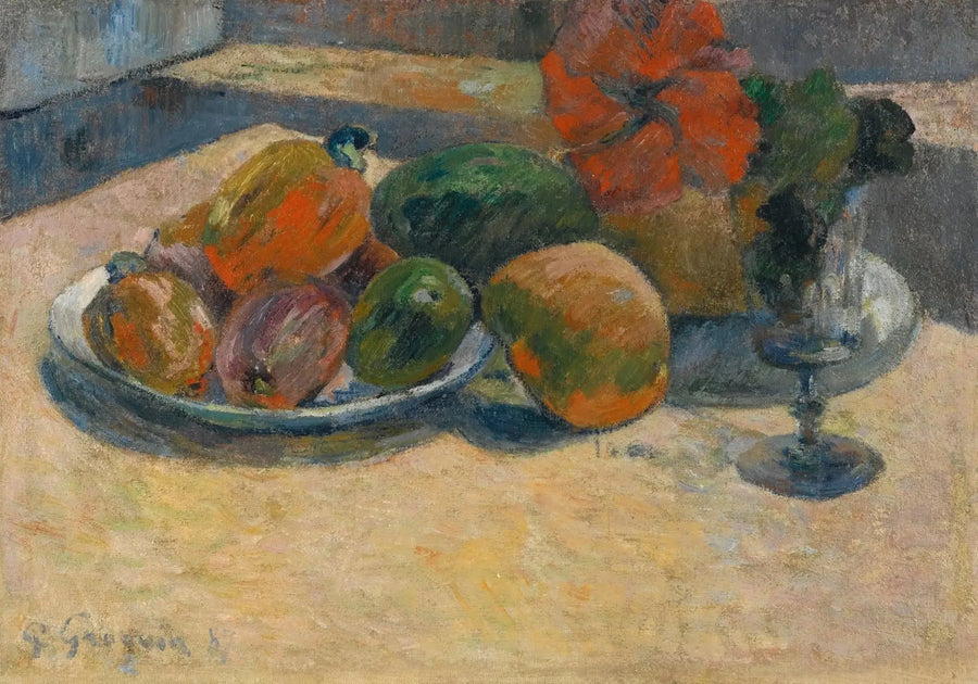 Naturaleza muerta con mangos y flor de hibisco - Paul Gauguin