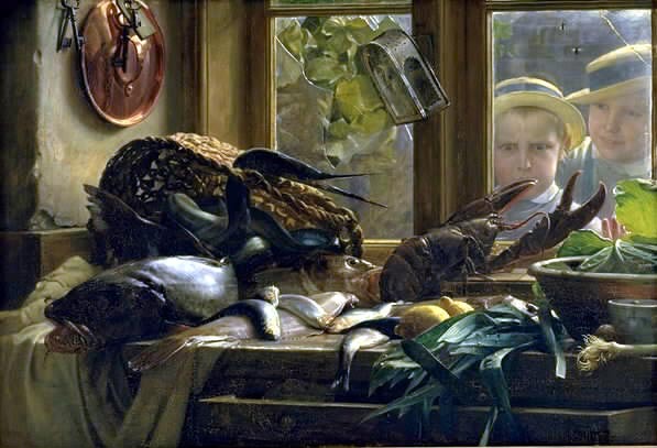 Naturaleza muerta con peces - Carl Heinrich Bloch