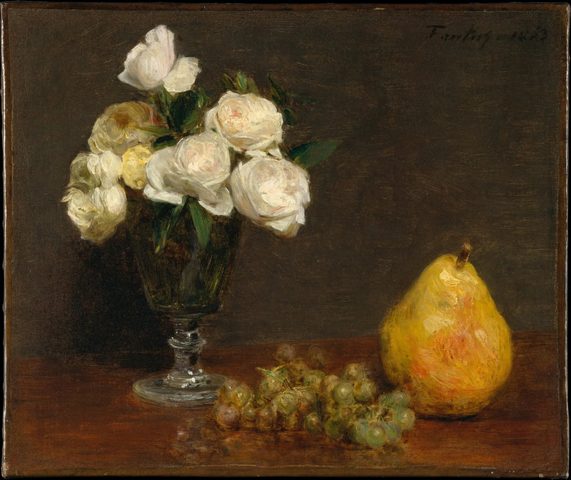 Naturaleza muerta con rosas y frutas - Henri Fantin-Latour