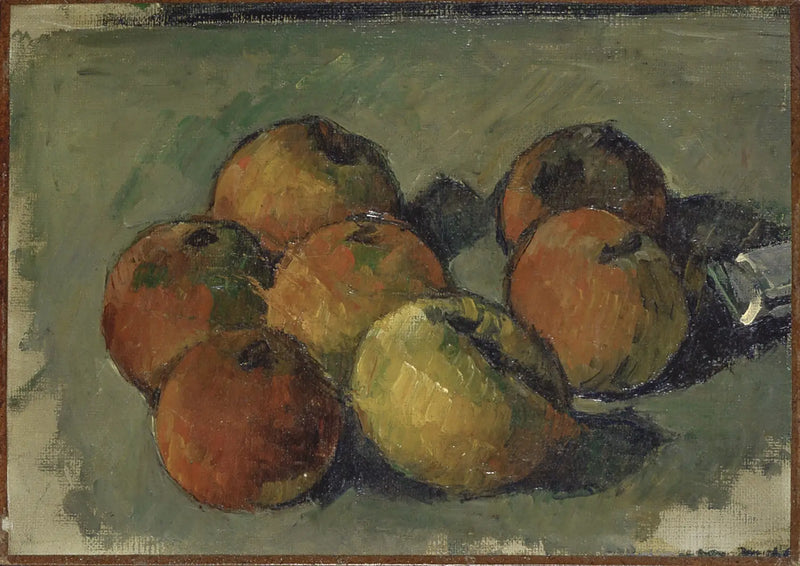 Bodegón con siete manzanas y tubo de color - Paul Cézanne