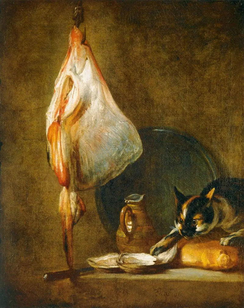 Naturaleza muerta con gato y raya - Jean Simeón Chardin