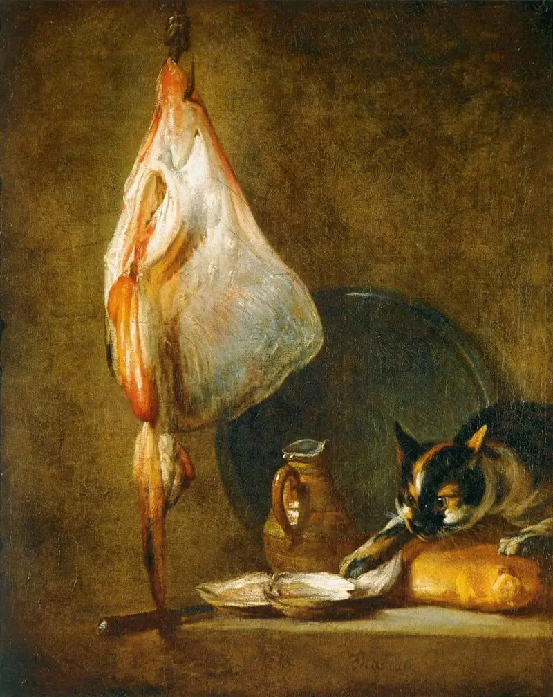 Naturaleza muerta con gato y raya - Jean Simeón Chardin