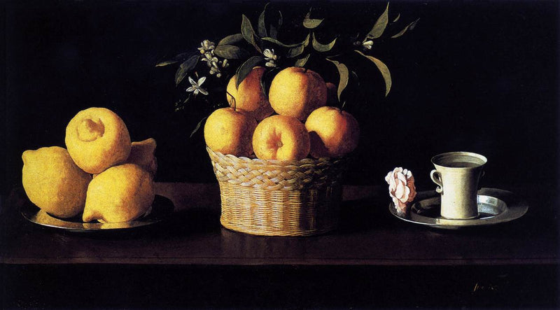 Naturaleza muerta con limones, naranjas y rosas - Francisco de Zurbarán