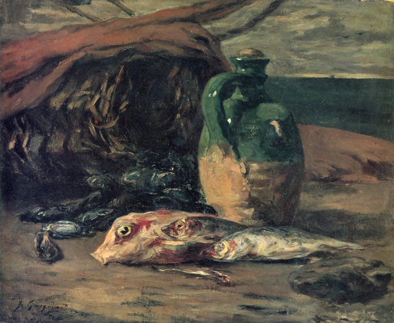 Naturaleza muerta con jarra y salmonetes - Paul Gauguin