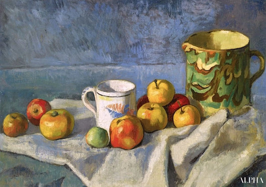 Nature morte avec des pommes, une tasse et un pichet - Paul Cézanne - Reproductions de tableaux et peintures haut de gamme