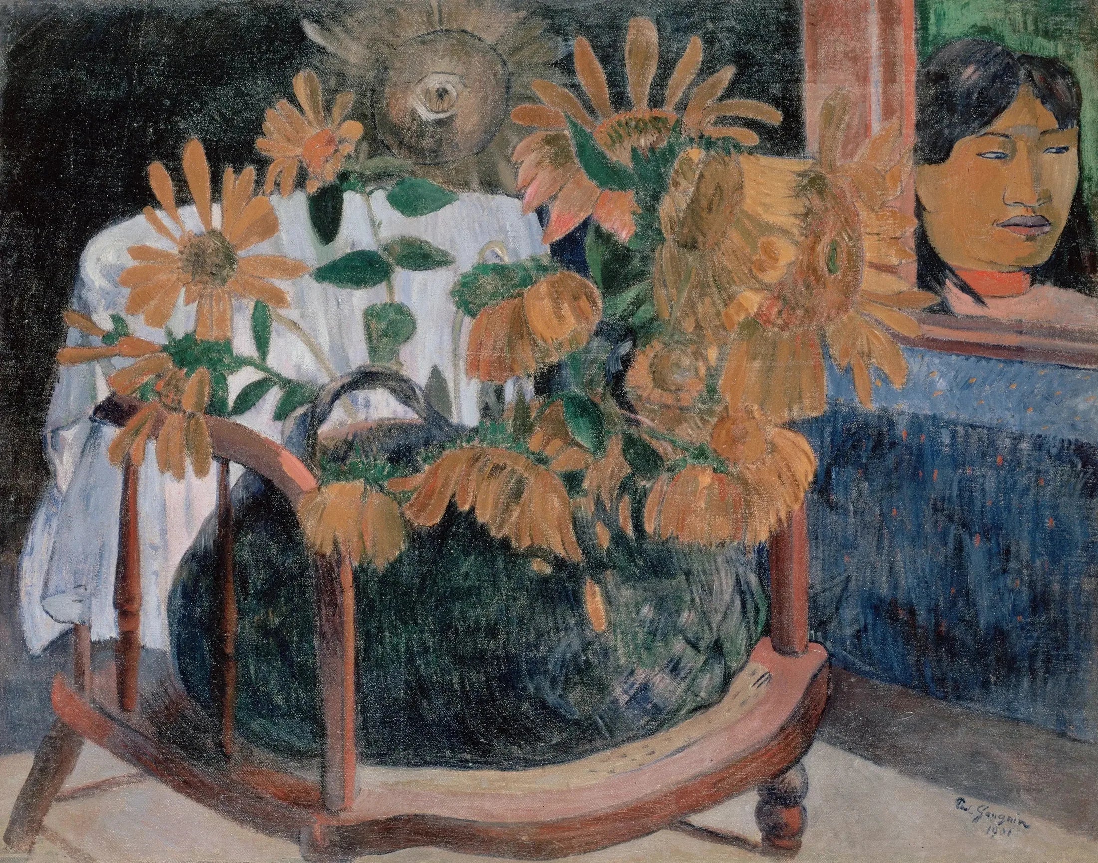 Nature morte avec des tournesols sur un fauteuil (II) - Paul Gauguin image 1 copie peinte à la main à l’huile