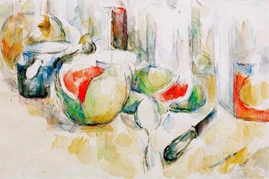 Nature morte avec pastèque entamée - Paul Cézanne - Reproductions de tableaux et peintures haut de gamme