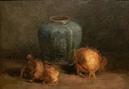 Naturaleza muerta con tarro de jengibre y cebollas - Vincent van Gogh