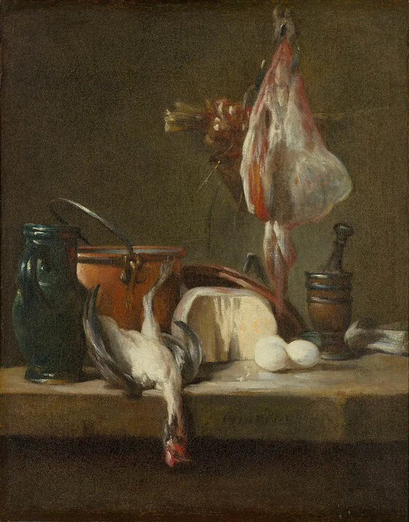 Naturaleza muerta con raya y cesta de cebollas - Jean Simeón Chardin