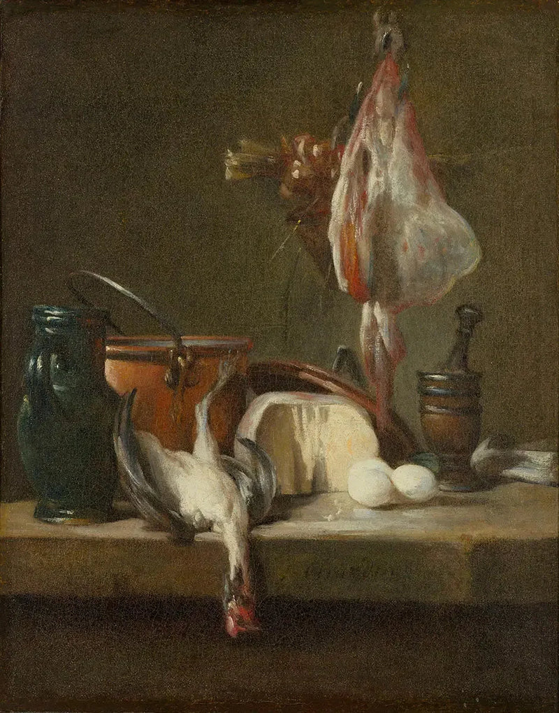 Naturaleza muerta con raya y cesta de cebollas - Jean Simeón Chardin