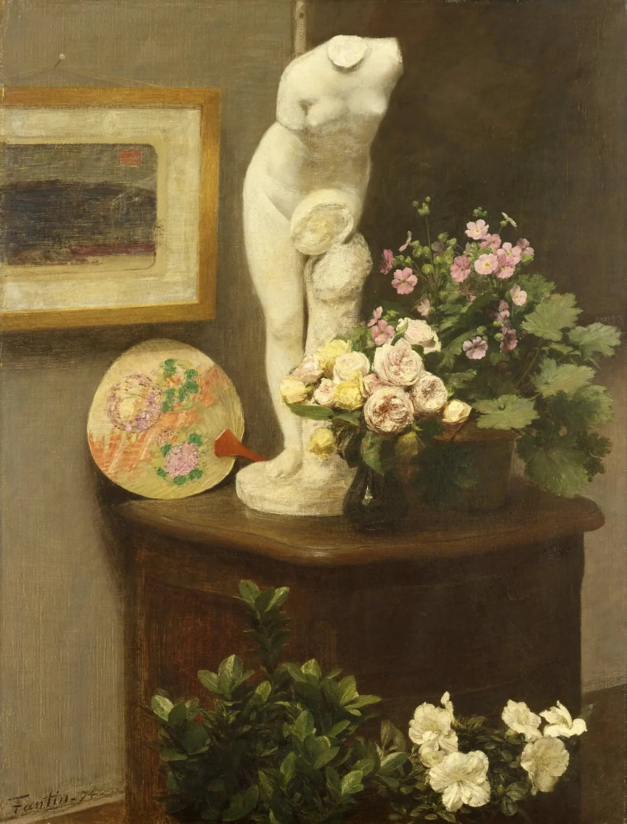 Naturaleza muerta con torso y flores - Henri Fantin-Latour