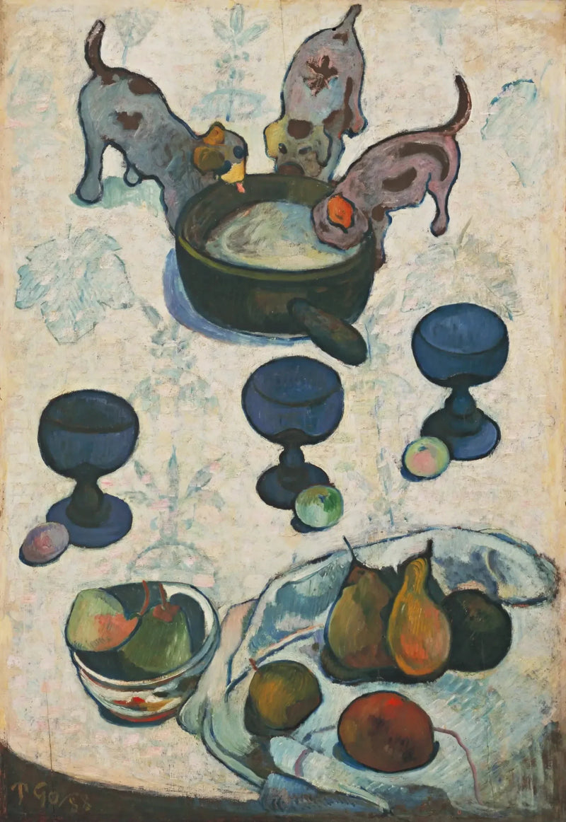 Naturaleza muerta con tres perritos - Paul Gauguin
