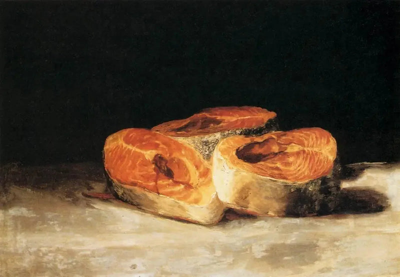 Naturaleza muerta con tres lonchas de salmón - Francisco de Goya
