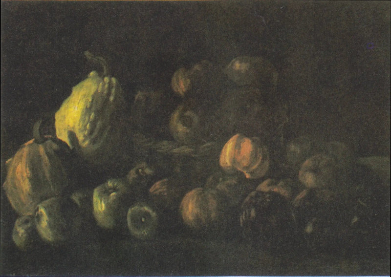 Naturaleza muerta con una cesta de manzanas y dos calabazas - Vincent van Gogh