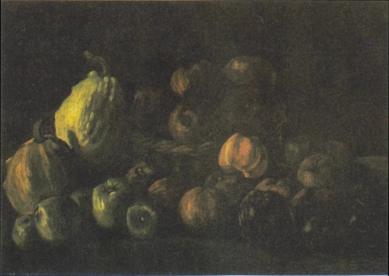 Naturaleza muerta con una cesta de manzanas y dos calabazas - Vincent van Gogh