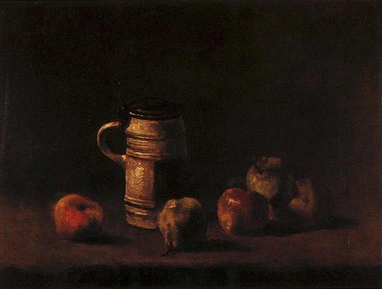 Naturaleza muerta con jarra de cerveza y frutas - Vincent van Gogh