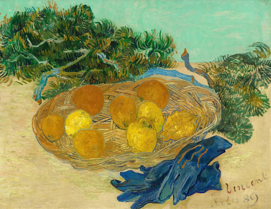 Naturaleza muerta de naranjas y limones con guantes azules - Vincent van Gogh