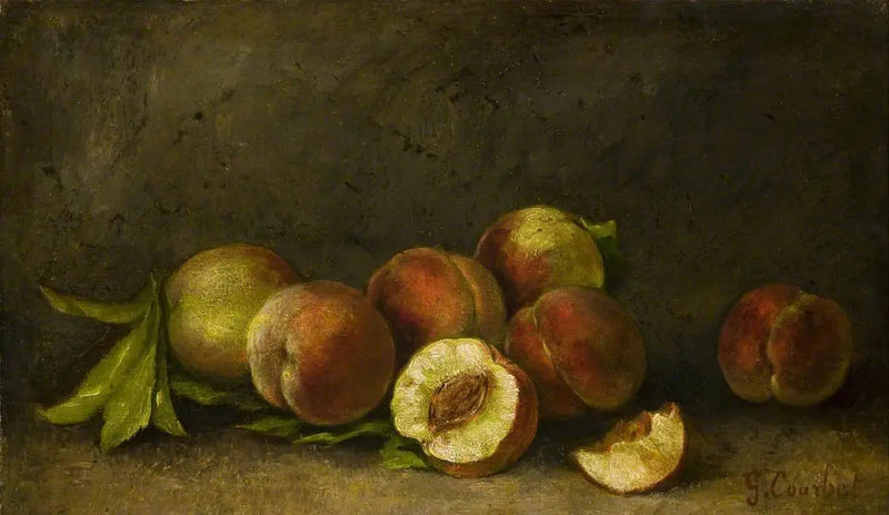 Naturaleza muerta de duraznos - Gustave Courbet