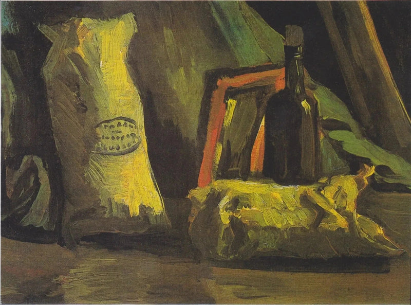 Naturaleza muerta con dos sacos y una botella - Vincent van Gogh