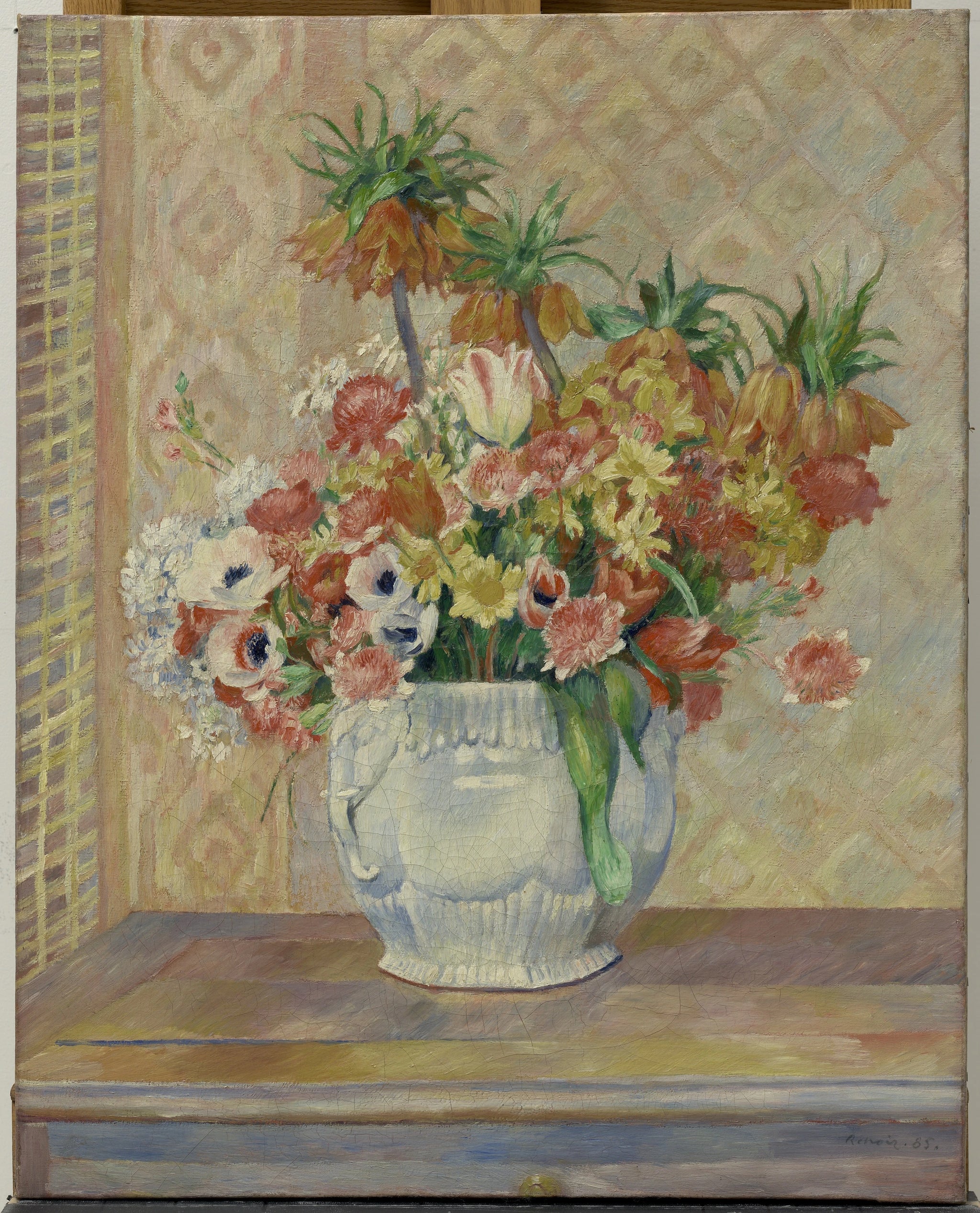 Nature morte : fleurs, bouquet dans un vase peint par Pierre-Auguste Renoir en 1885