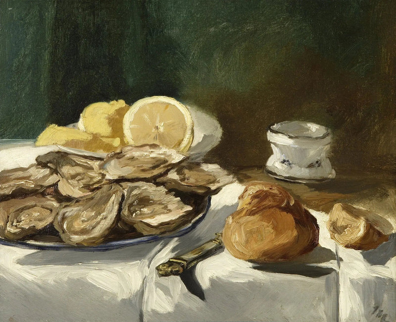 Naturaleza muerta, ostras, limón, brioche - Édouard Manet