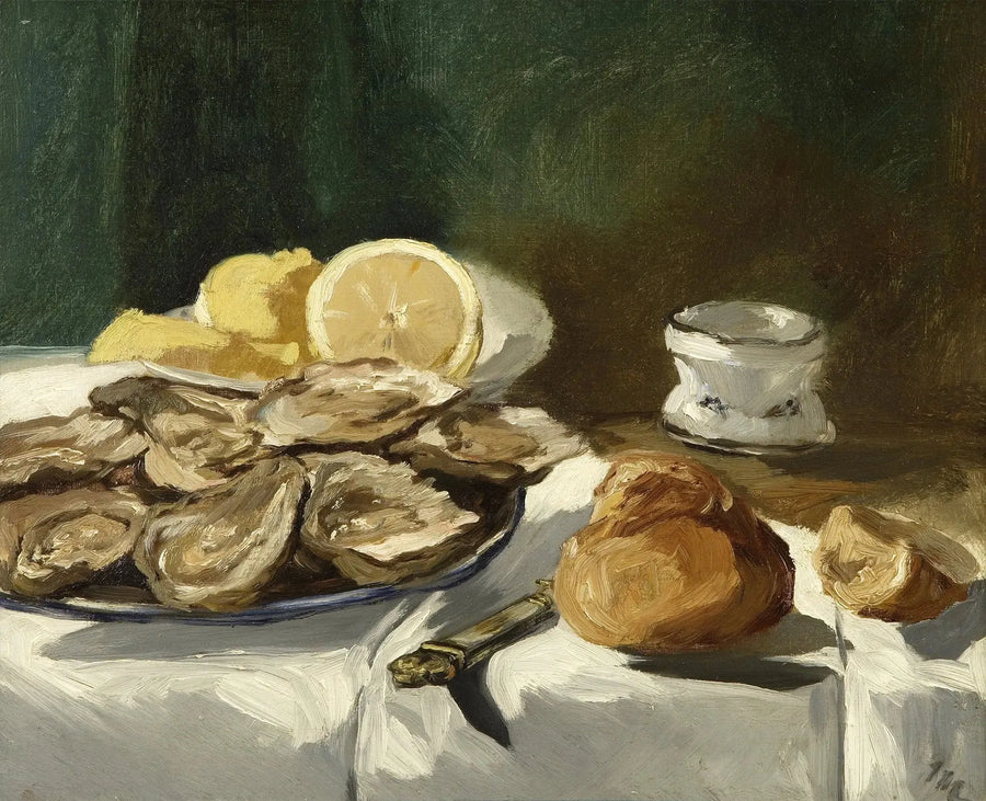 Naturaleza muerta, ostras, limón, brioche - Édouard Manet