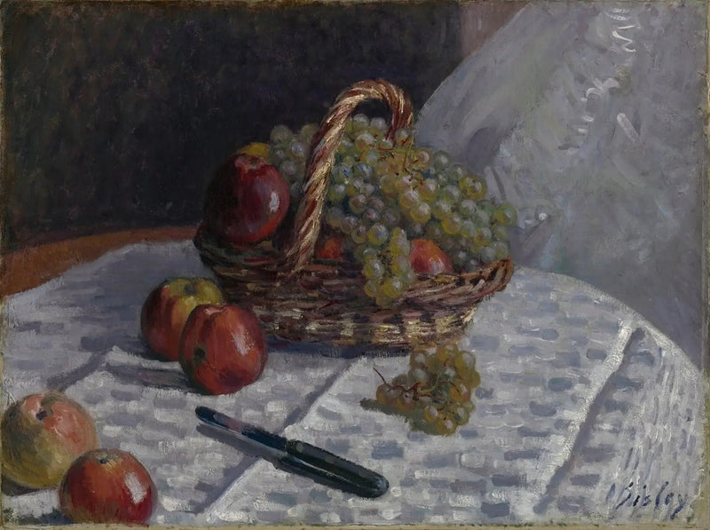 Naturaleza muerta, manzanas y uvas - Alfred Sisley
