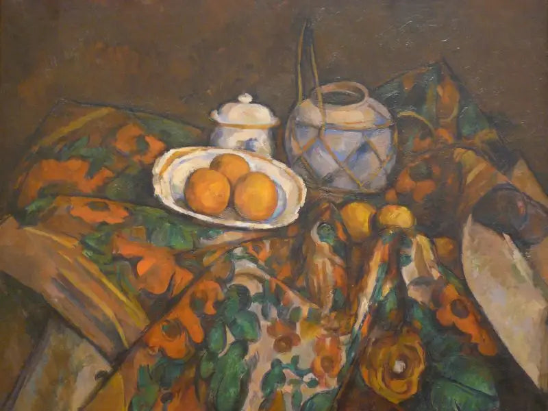 Naturaleza muerta, tarro de jengibre, azucarera y naranjas - Paul Cézanne