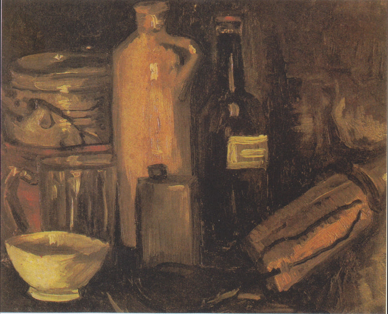 Naturaleza muerta con jarras, tarros y botellas - Vincent van Gogh
