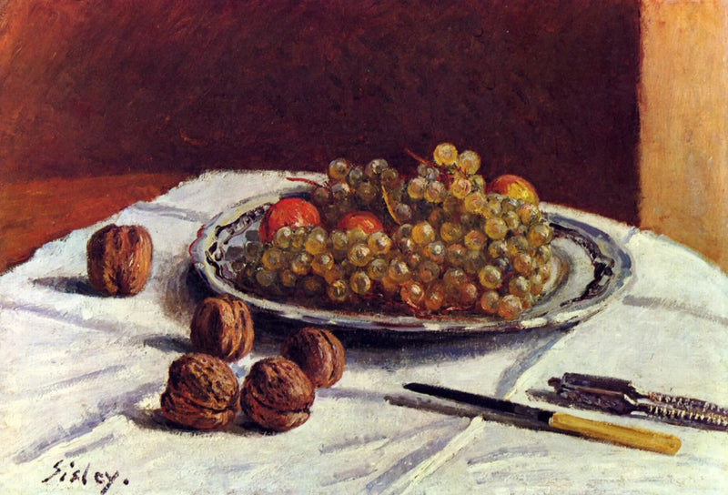 Naturaleza muerta, pasas y nueces - Alfred Sisley