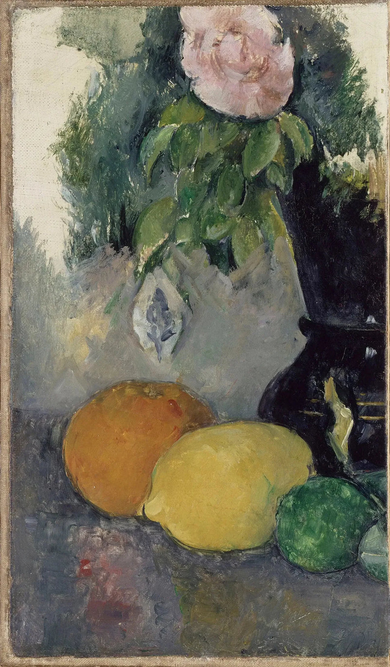 Bodegón, rosa y frutas - Paul Cézanne