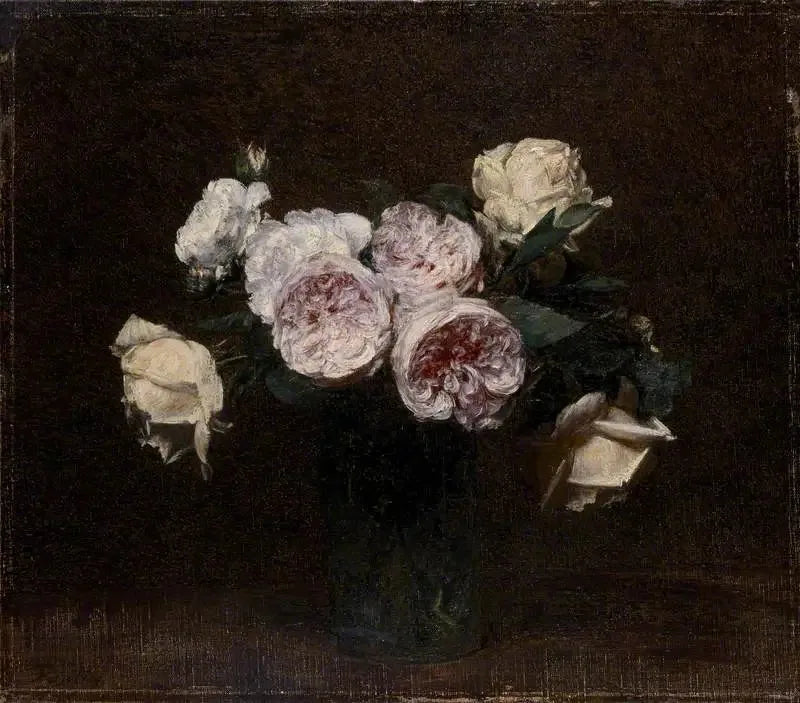 Naturaleza muerta: rosas, blancas y amarillas - Henri Fantin-Latour