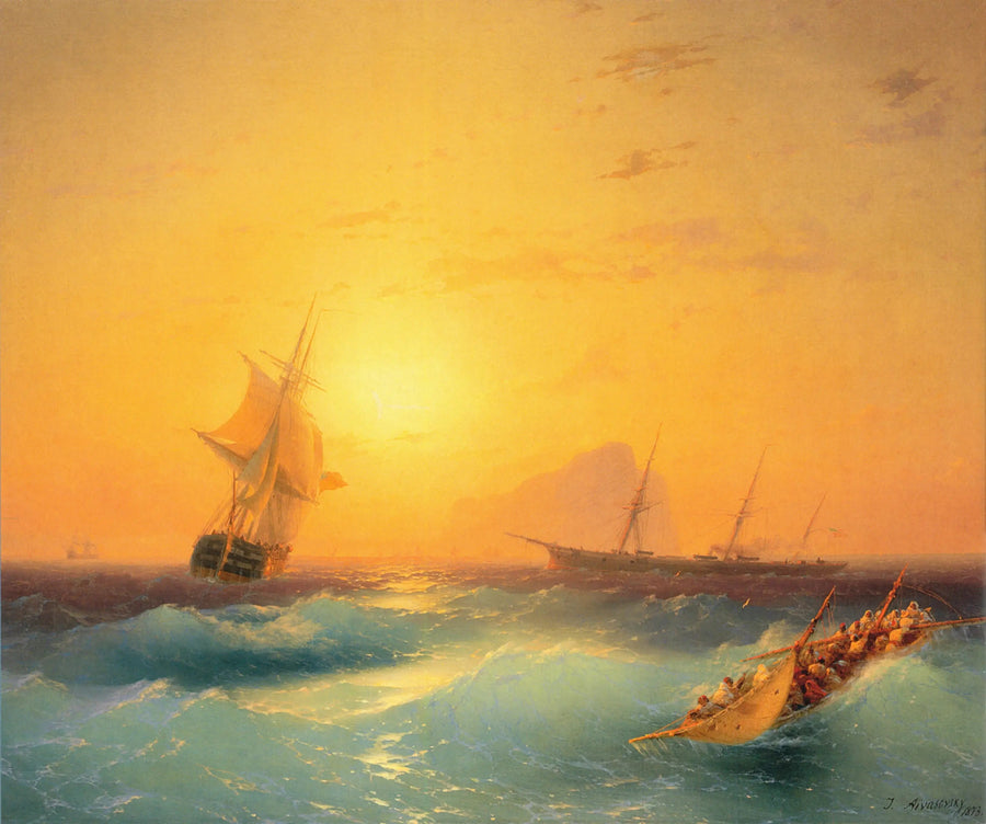 Navegación americana frente a la roca de Gibraltar - Iván Aïvazovski